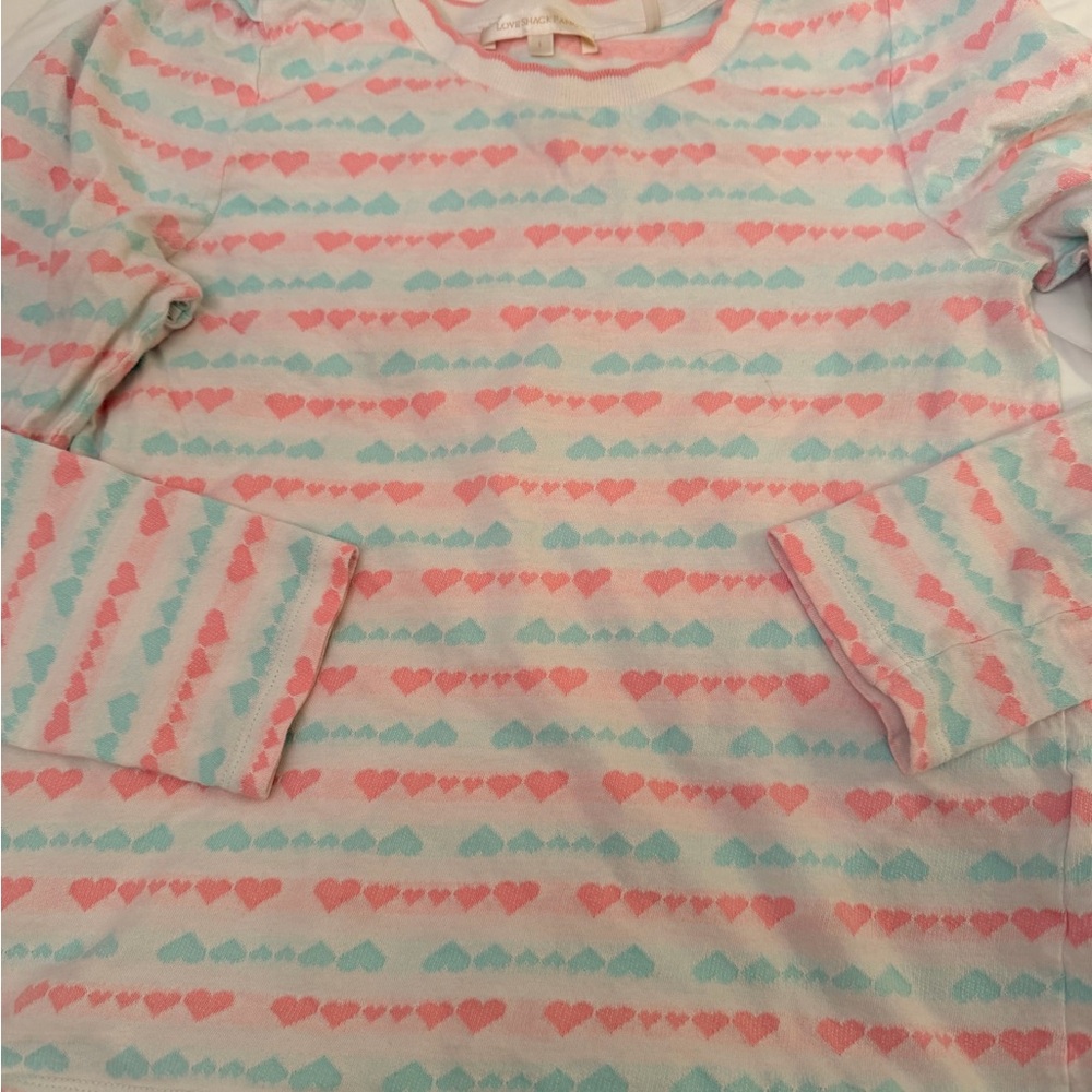 LoveShackFancy Pink & Mint Heart-Striped Knit Top